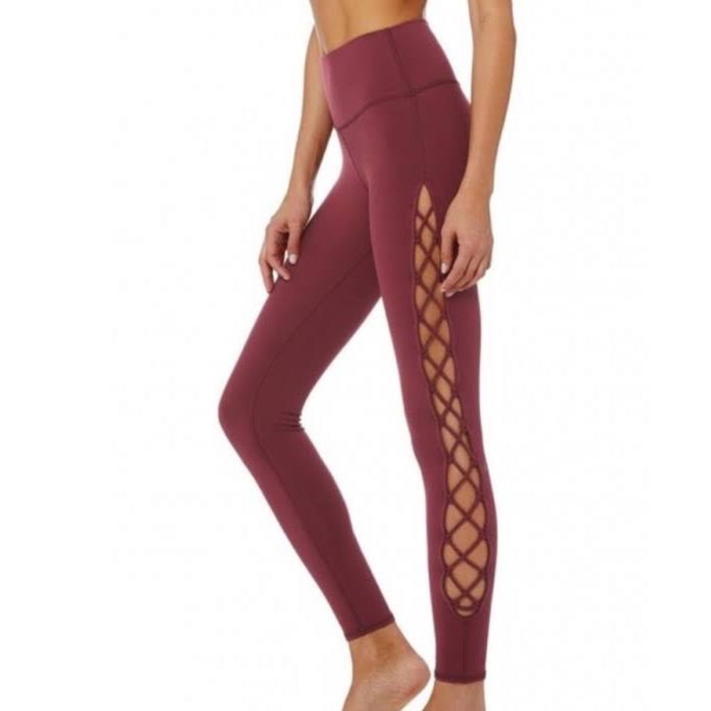 Alo yoga Interlace leggings in black cherry